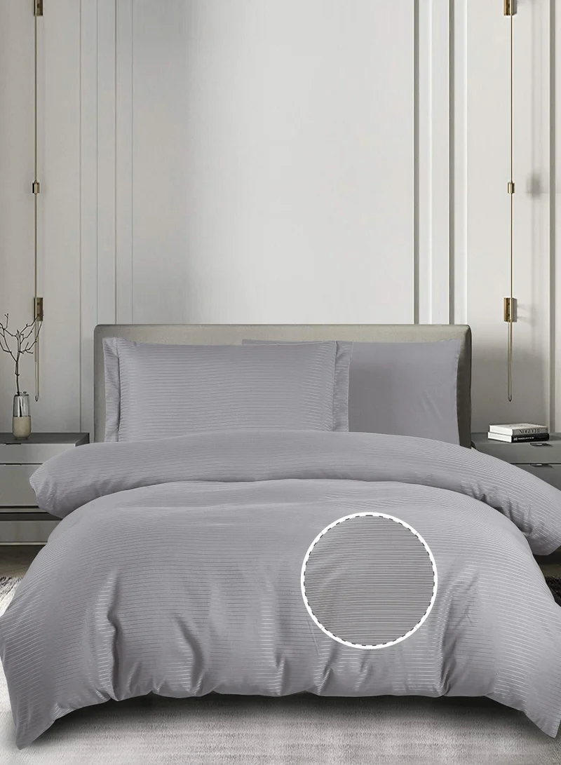 Donetella Striped Duvet Cover Set Single Size 170x230 cm - 4-Pcs Bed Set, Microfiber Fabric - 1 Duvet Cover, 1 Fitted Sheet, 1 Pillow Sham, 1 Pillowcase (Filler Not Included)