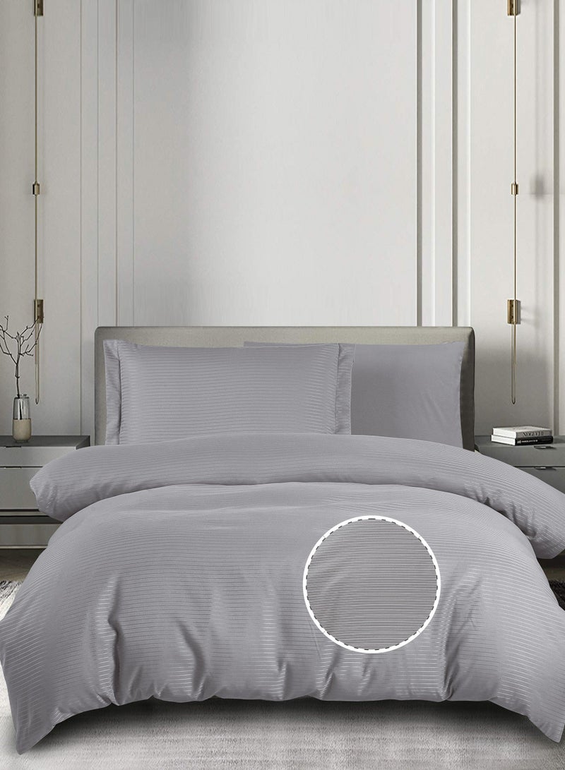 Doona Striped Duvet Cover Set Twin Size Fits 120 x 200 cm - 4-Pcs Bed Set, Microfiber Fabric - 1 Duvet Cover, 1 Fitted Sheet, 1 Pillow Sham, 1 Pillowcase (Filler Not Included) - Image 1
