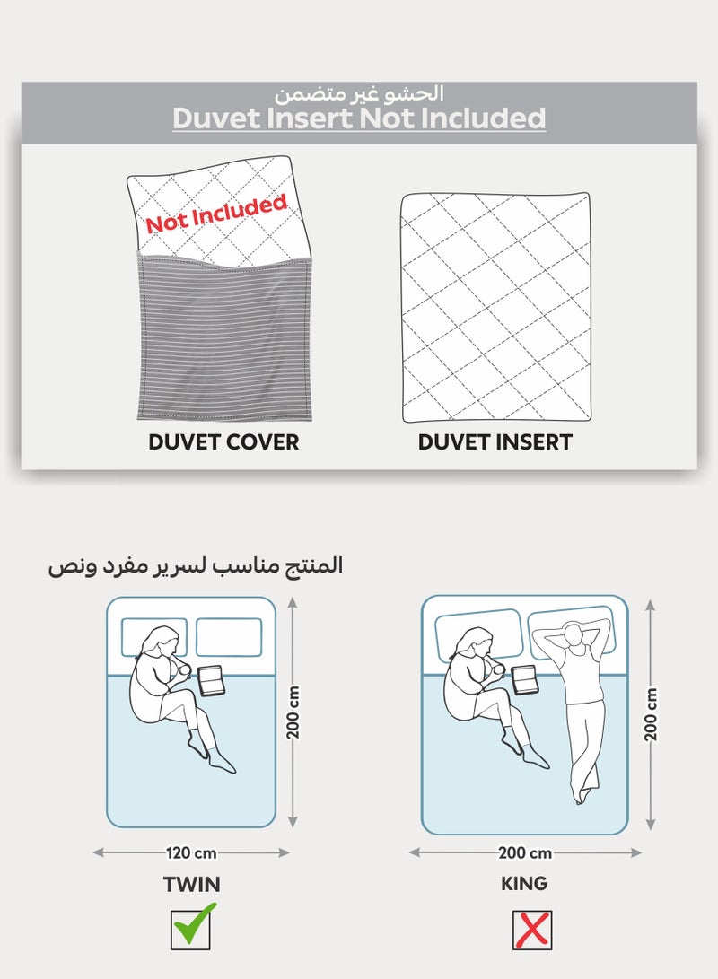 Doona Striped Duvet Cover Set Twin Size Fits 120 x 200 cm - 4-Pcs Bed Set, Microfiber Fabric - 1 Duvet Cover, 1 Fitted Sheet, 1 Pillow Sham, 1 Pillowcase (Filler Not Included) - Image 2