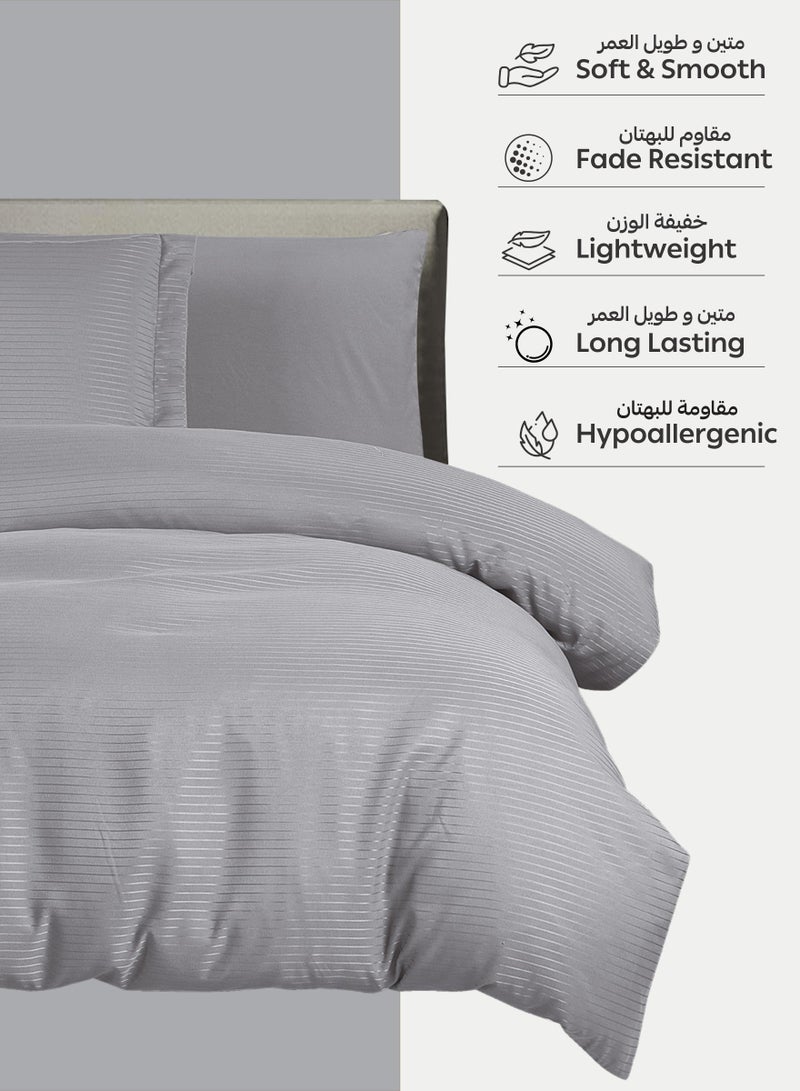 Doona Striped Duvet Cover Set Twin Size Fits 120 x 200 cm - 4-Pcs Bed Set, Microfiber Fabric - 1 Duvet Cover, 1 Fitted Sheet, 1 Pillow Sham, 1 Pillowcase (Filler Not Included) - Image 5