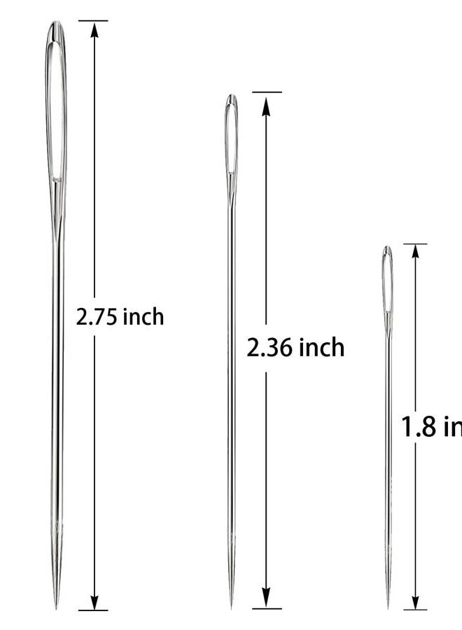 Hekisn Large Eye Sewing Needles, Sewing Needles, Stainless Steel Embroidery Thread Needle, Handmade Yarn Knitting Needles Leather Needle (21 Pieces) - Image 2