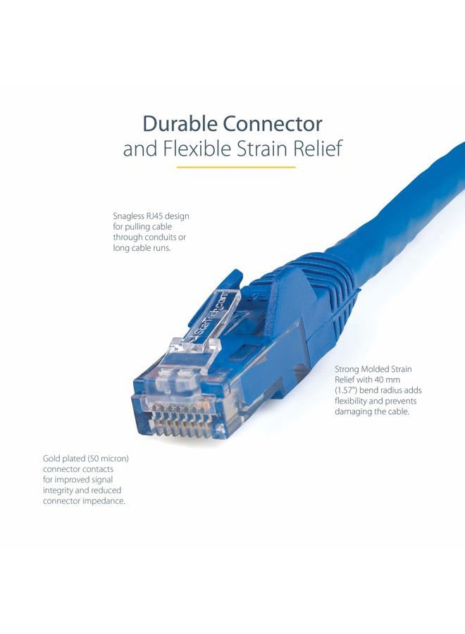 StarTech .com 35ft CAT6 Ethernet Cable - Blue CAT 6 Gigabit Ethernet Wire -650MHz 100W PoE RJ45 UTP Network/Patch Cord Snagless w/Strain Relief Fluke Tested/Wiring is UL Certified/TIA (N6PATCH35BL) - Image 3