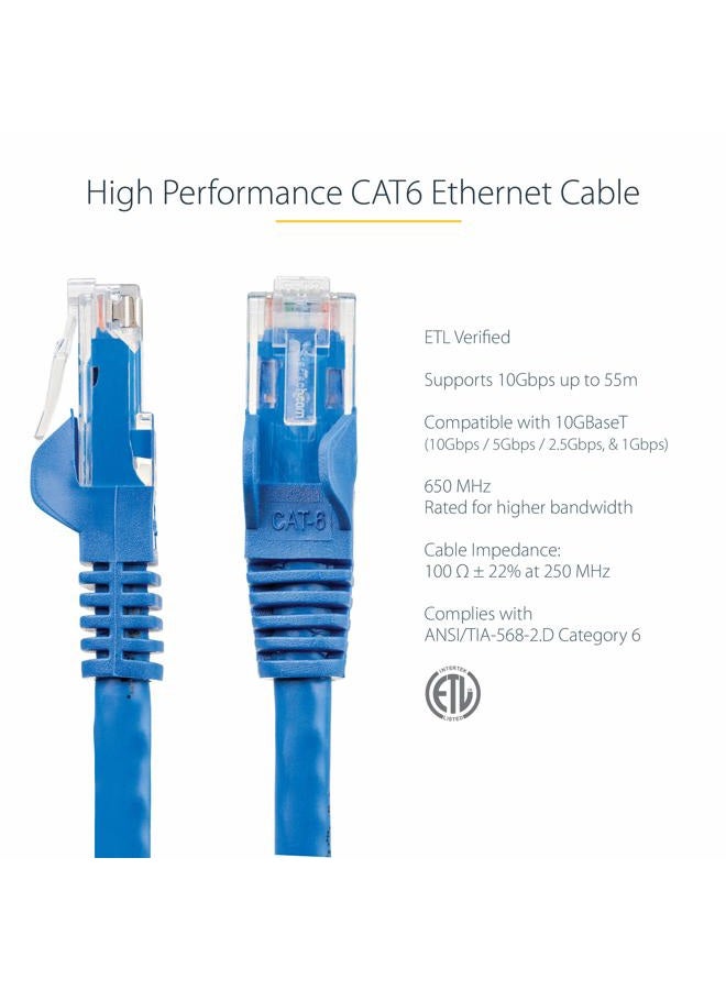 StarTech .com 35ft CAT6 Ethernet Cable - Blue CAT 6 Gigabit Ethernet Wire -650MHz 100W PoE RJ45 UTP Network/Patch Cord Snagless w/Strain Relief Fluke Tested/Wiring is UL Certified/TIA (N6PATCH35BL) - Image 2