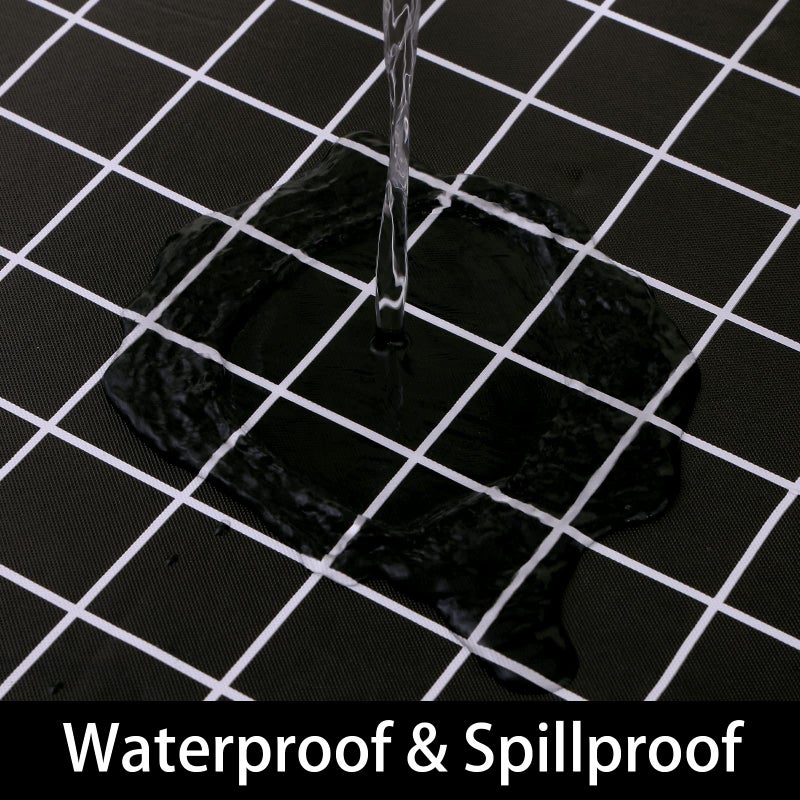 Spotjoy Rectangle Vinyl Table Cloth 30x72, Waterproof Elastic Fitted Tablecloth with Flannel Backing, Plastic Table Cover for Picnic, Camping, Outdoor, Black - Image 3