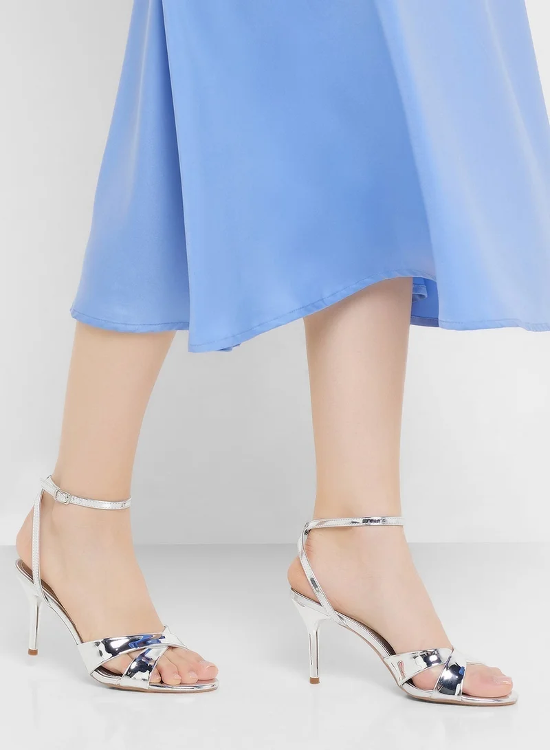 Ella Heeled Sandal With Crossover  Strap