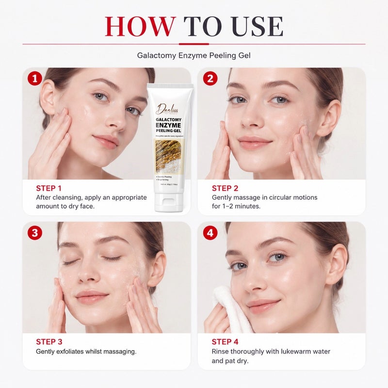 Danliss Rice Bran Lactobionic Acid Enzyme Gentle Exfoliating Gel 60g - Rice Extract for Gentle Skin Resurfacing - Image 2