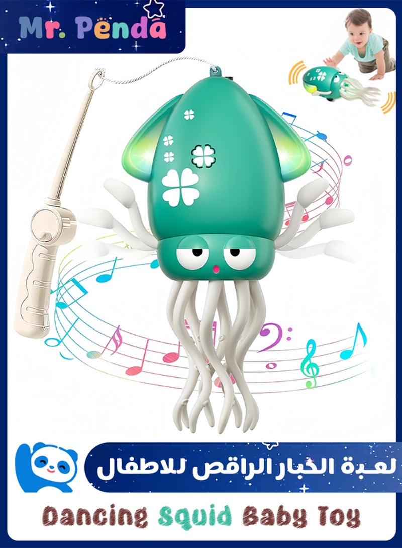 السيد باندا لعبة الحبار الراقص للاطفال، لعبة اخطبوط كهربائية للزحف على البطن، العاب موسيقية سحرية قابلة لاعادة الشحن للاطفال بعمرات هدايا عيد الميلاد (اخضر) - Image 1