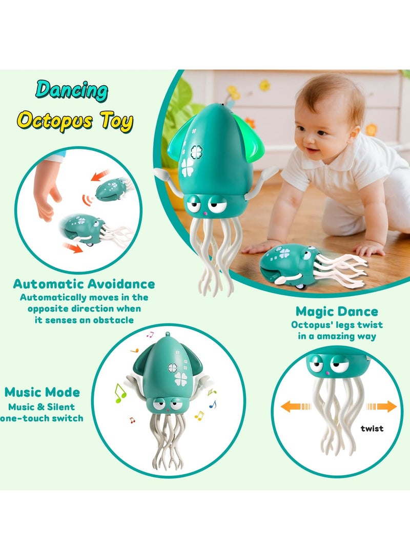 السيد باندا لعبة الحبار الراقص للاطفال، لعبة اخطبوط كهربائية للزحف على البطن، العاب موسيقية سحرية قابلة لاعادة الشحن للاطفال بعمرات هدايا عيد الميلاد (اخضر) - Image 3