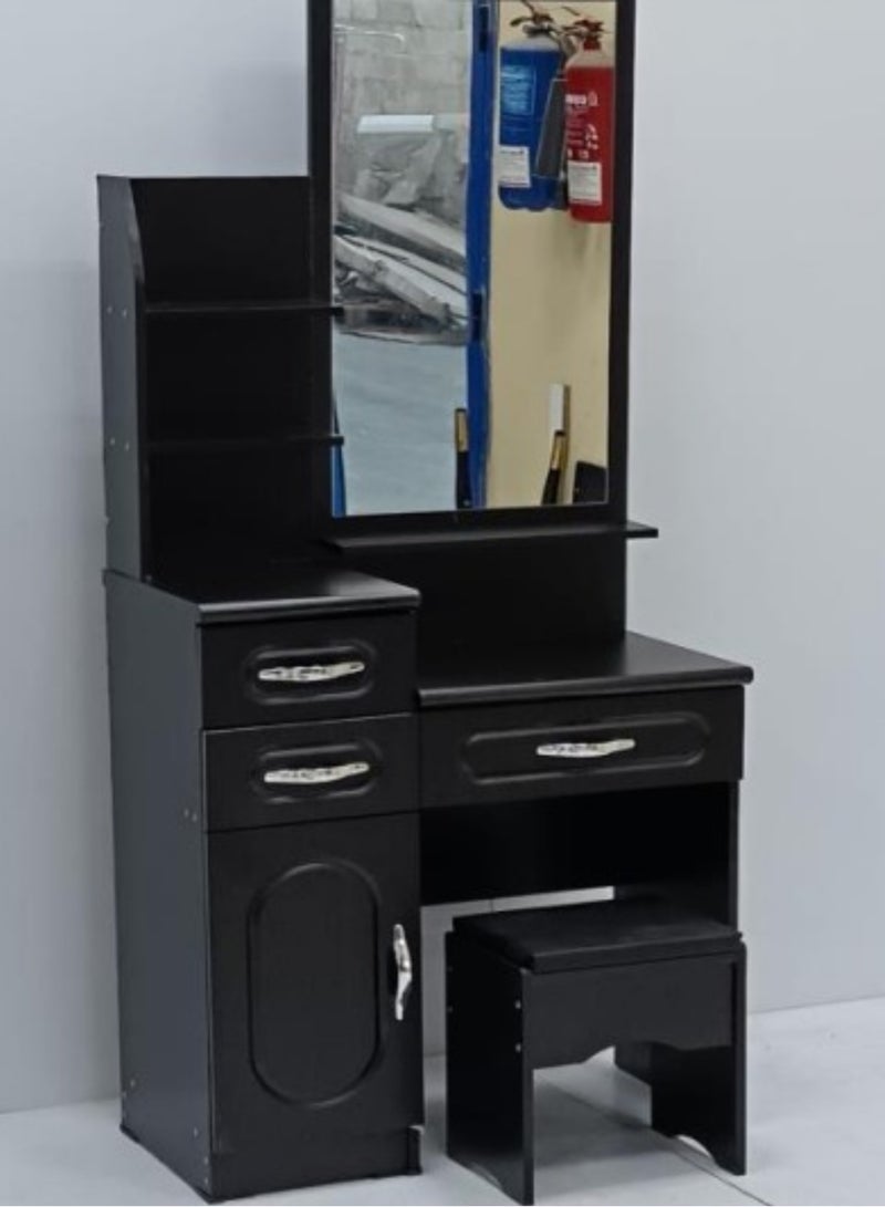 SILA Dressing  Home Furniture Bedroom Wood Modern Dressing Table With Drawer And Storage Table with U-Shaped Mirror Color Wenge