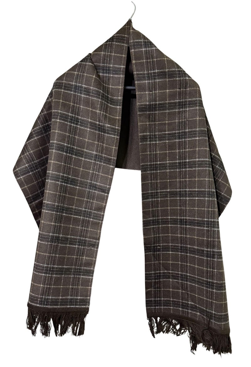 Double Face Solid & Plaid Check/Carreau/Stripe Pattern Wool Winter Scarf/Shawl/Wrap/Keffiyeh/Headscarf/Blanket For Men & Women - Large Size 50x190cm