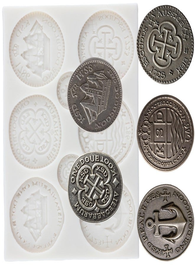 YANQINMS Treasure Coins Silicone Mold Coins Fondant Molds for Cake Decorating Cupcake Topper Candy Chocolate Polymer Clay Gum Paste - Image 1