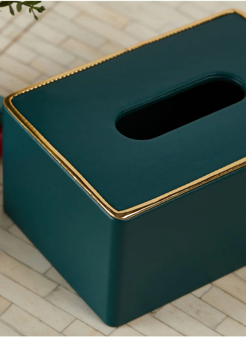 Noire Edit Green Leather Look Tissue Box