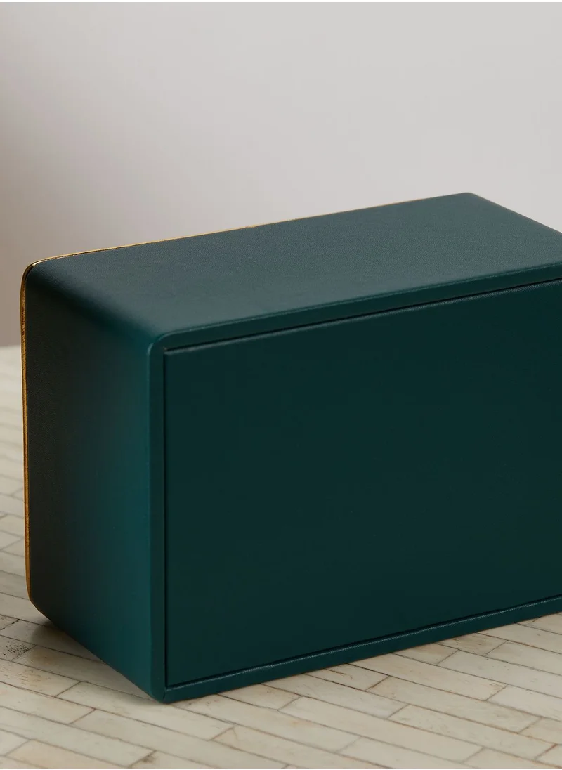 Noire Edit Green Leather Look Tissue Box
