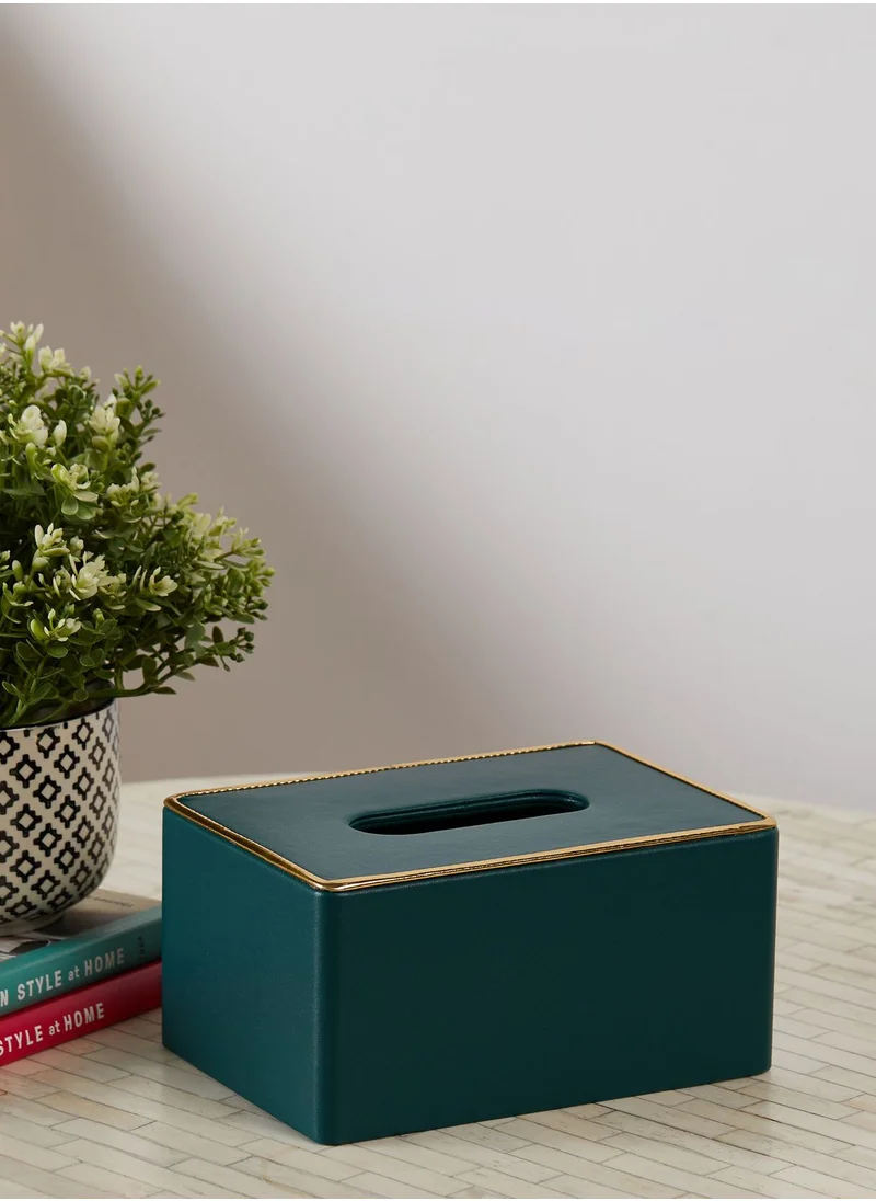 Noire Edit Green Leather Look Tissue Box