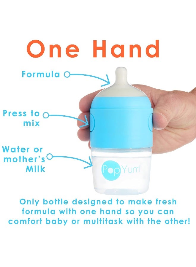 PopYum زجاجات حليب الأطفال PopYum سعة 5 أونصات باللون الأزرق، تركيبة مضادة للمغص، 2 عبوة مع حلمات تدفق بطيء رقم 1، 150 مل، خالية من BPA، قفل طبيعي - Image 2