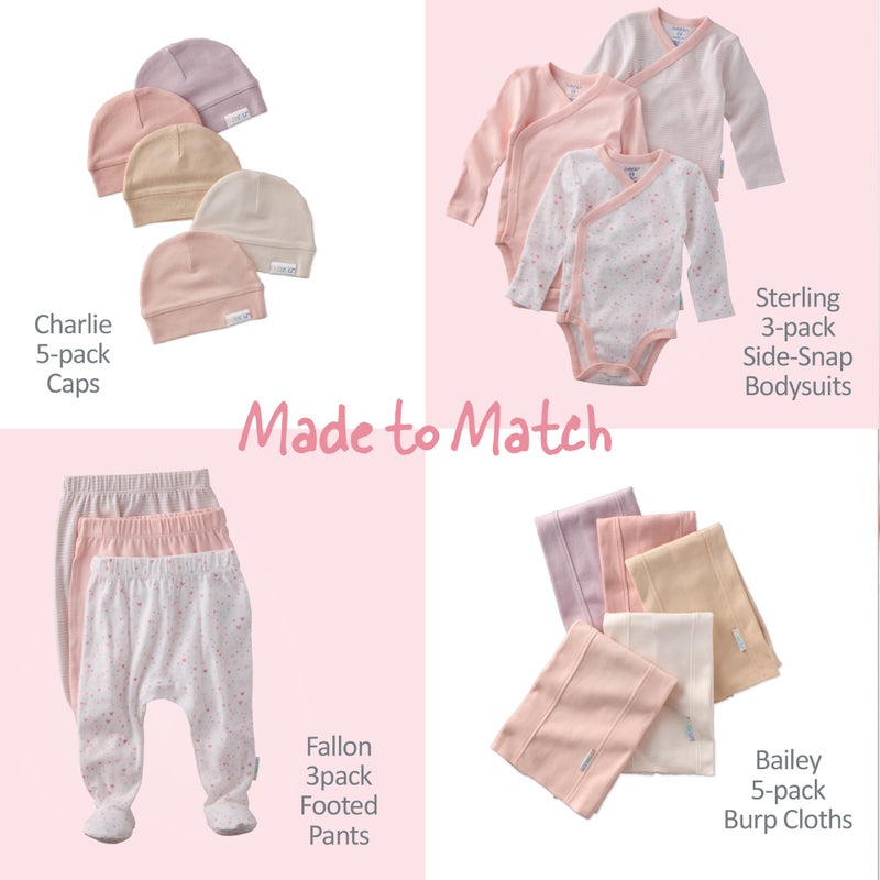 Butterblu Fallon 3-Pack Footed Pants 100% Organic Cotton Bottoms for Baby Boys & Girls, Pink Twinkle, 0-3 Months - Image 3