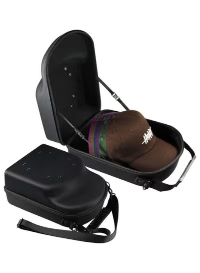 EVA Baseball Cap Peaked cap Stand for Caps Storage Hat Organizer Holder for 6 Caps Hat Carry Case Hat Suitcase for Travel Black - Image 1