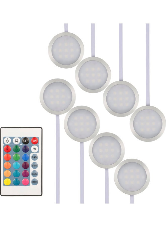 طقم مصابيح LED توضع أسفل الخزانة بتصميم رفيع ومستدير مكون من 8 قطع أبيض 31x5x11Ø³Ù†ØªÙŠÙ…ØªØ± - Image 1