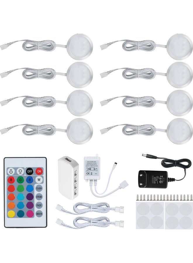 طقم مصابيح LED توضع أسفل الخزانة بتصميم رفيع ومستدير مكون من 8 قطع أبيض 31x5x11Ø³Ù†ØªÙŠÙ…ØªØ± - Image 5