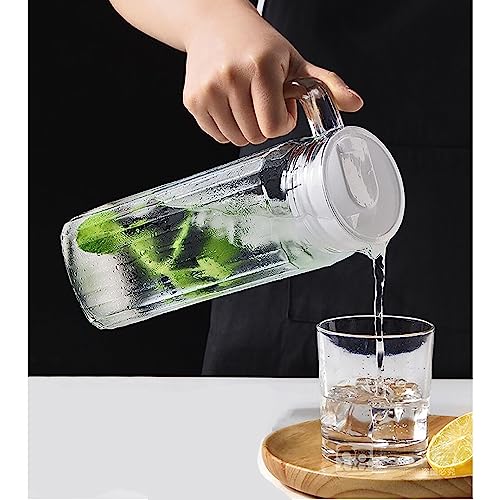 Bellemax 1.1 Litre Glass Water Jug with Plastic Lid & Handle Beverage Carafe for Beer, Water, Cocktails, Detox Drinks & More, Set of 1 Clear Glass 1100ML, Perfect for Parties & Events (BS-06) - Image 4