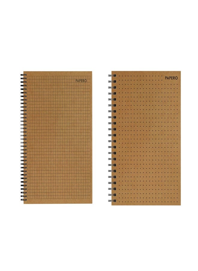 PaperO A4 100 GSM Square and Dot Grid Notebook Combo | 5MM Square Graph Design | A4 Size (8.5 x 11 inches) | Ideal for Architects & Designers | Kraft Cover | 100 Pages - Image 1