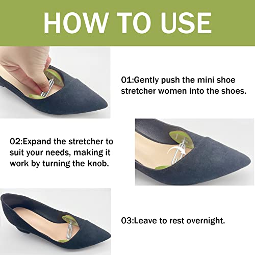 kupnos 1 Pair Mini Shoe Stretchers Women Wide Feet, Non-Slip Adjustable Shoe Widener Expander Shaper for Women Men Width Extender(Green) - Image 3