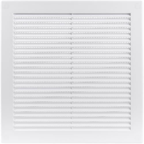 Ecopro Vent / 8'' x 8'' Inch Opening Measurement / White Square Vent External Grille with Protective Mesh - Lightweight Plastic Register / Cover Indoor Outdoor Soffit Vent - 10x10 Outer Measurement - Image 1
