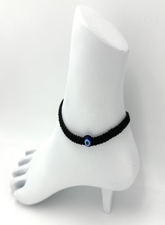 Jyokrish Handmade Adjustable Black Thread Blue Evil eye Knot Anklet For Women | girls | Nazariya |Payal | NazarBattu |Adult |Free Size |Single Leg - Image 4