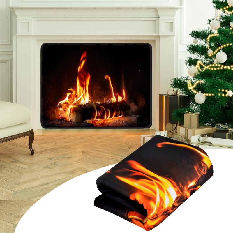 DEMEDO DEMEDO Magnetic Fireplace Cover for Inside Fireplace Stops Heat Loss Fireplace Blanket Draft Stopper for Winter  Summer Hot  Cold Air Blocker 45W X 34H Insulated Fireplace Draft Cover Flame 