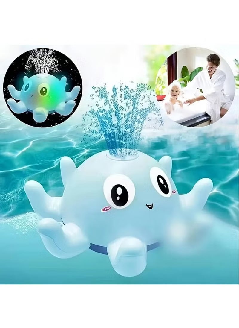Arabest Bath Toys for Toddlers, Octopus Light Up Spray Baby Bathtub Toy, Induction Sprinkler Kids Water Toys for Bathroom, Pool, Bathtub (Blue)  - Image 3