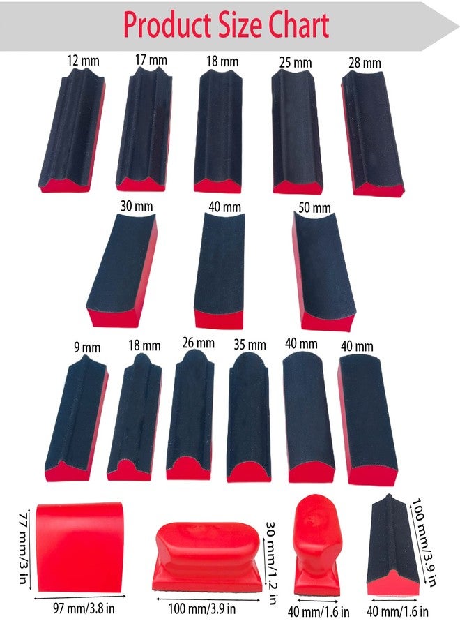 Tonmp 16-Piece Contoured Profile Hand Sanding Block Set with Hook and Loop Interchangeable Assorted Shapes Interchangeable Assorted Convex & Concave Shapes for Woodworking Furniture, Auto Paint and Crafts - Image 2