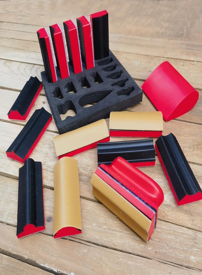Tonmp 16-Piece Contoured Profile Hand Sanding Block Set with Hook and Loop Interchangeable Assorted Shapes Interchangeable Assorted Convex & Concave Shapes for Woodworking Furniture, Auto Paint and Crafts - Image 5