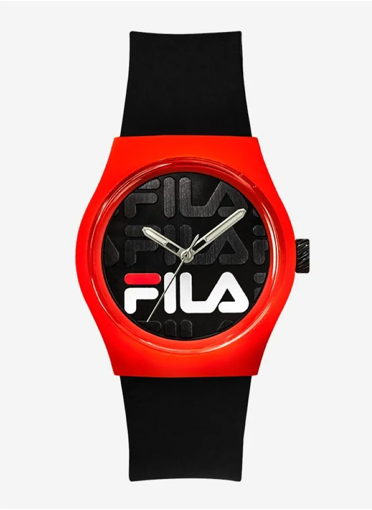 فيلا Fila Style Unisex Analog ABS Case, Black Silicone Strap, 38-319-002, size 38mm