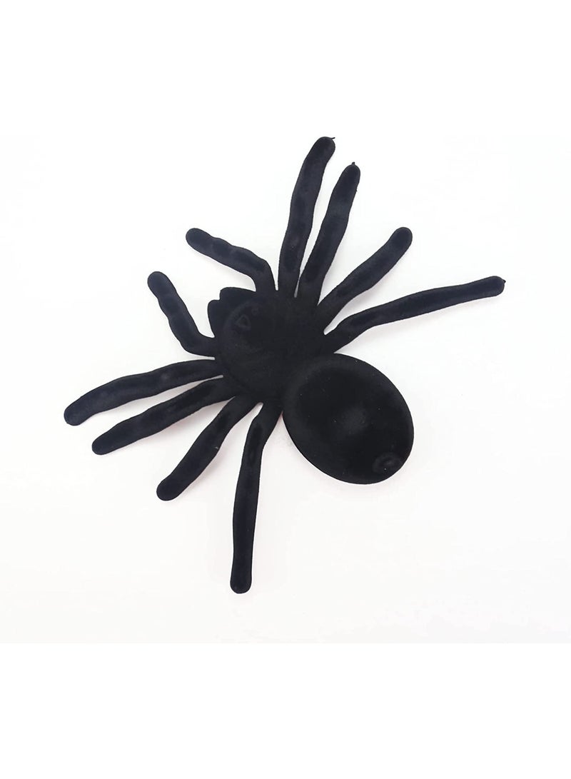 Brain Giggles BrainGiggles Giant Fake Black Spiders with Bendable Legs –Realistic and Scary Halloween Decorations for Indoor & Outdoor Halloween Party | Halloween Supplies and Decor (Set of 4) - Image 2