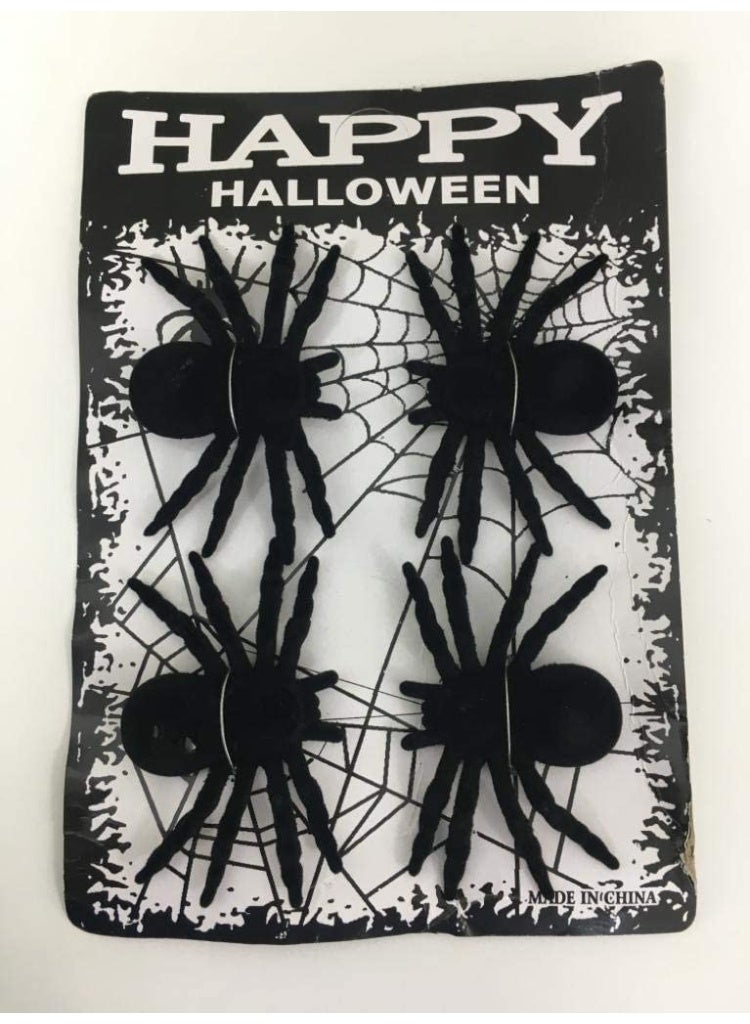 Brain Giggles BrainGiggles Giant Fake Black Spiders with Bendable Legs –Realistic and Scary Halloween Decorations for Indoor & Outdoor Halloween Party | Halloween Supplies and Decor (Set of 4) - Image 1