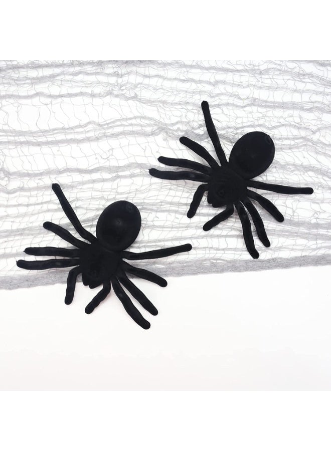 Brain Giggles BrainGiggles Giant Fake Black Spiders with Bendable Legs –Realistic and Scary Halloween Decorations for Indoor & Outdoor Halloween Party | Halloween Supplies and Decor (Set of 4) - Image 3