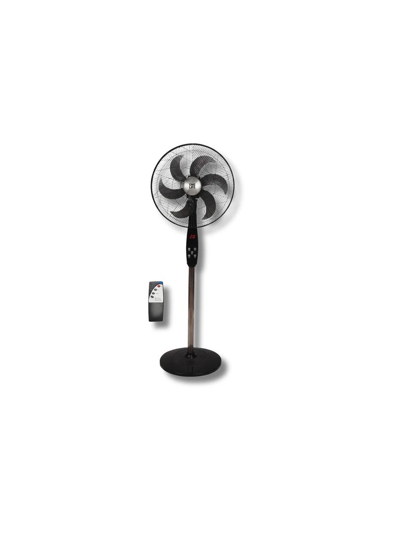 OneLife Stand One Life Fan, 18", 6 Vades, 3 Speeds, Remote Control, Sf319-D - Black - Image 1
