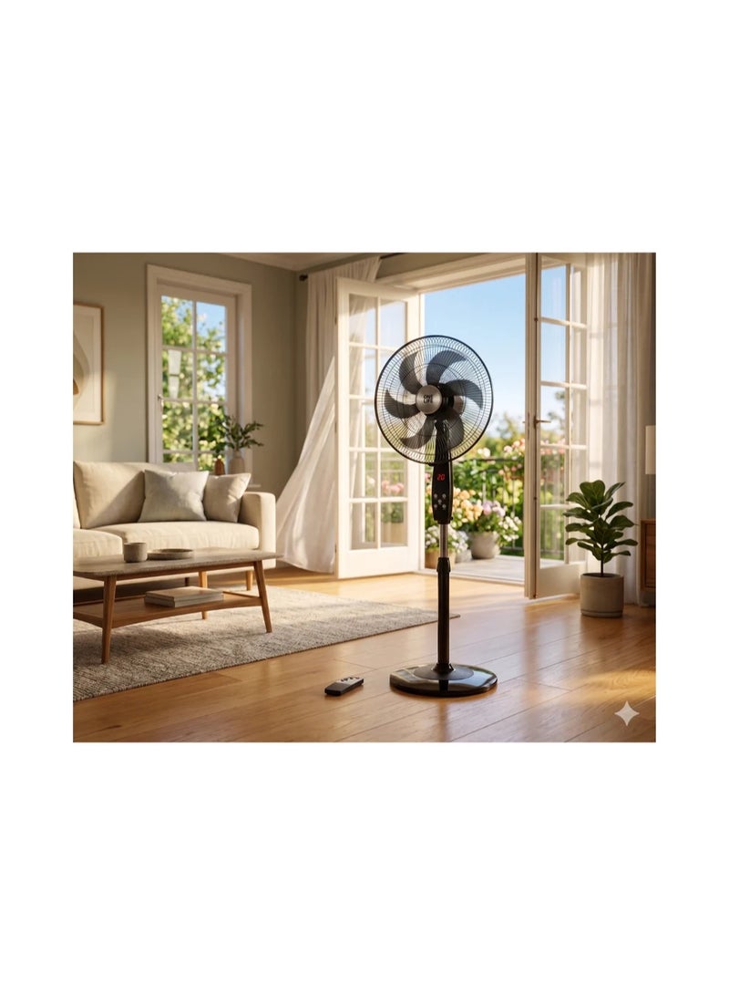 OneLife Stand One Life Fan, 18", 6 Vades, 3 Speeds, Remote Control, Sf319-D - Black - Image 3