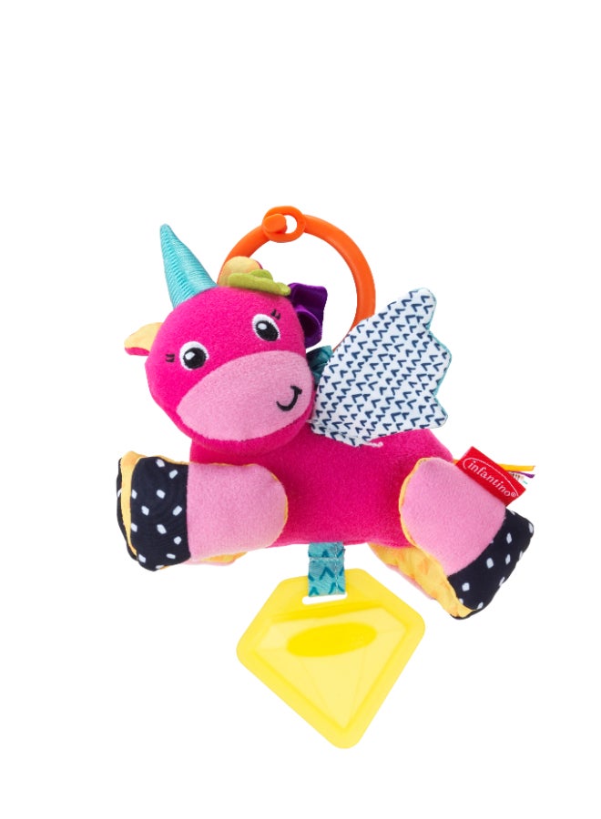 Infantino Jittery Horse Sparkle 0M+ Pull Down Baby Toy with Rattle Crinkle Wings & BPA-Free Teether - Image 1