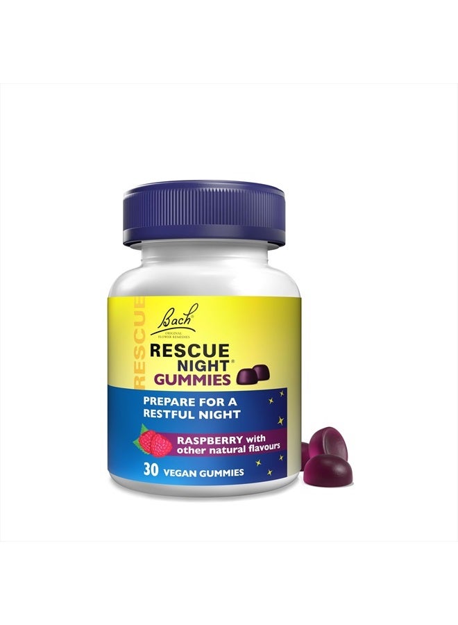 RESCUE Rescue Sleep Gummies (30 Pack), with White Chestnut That Helps Switch Off The Mind from Repetitive Thoughts, Bach Flower Essences, Plus B Vitamins, Vegan, Raspberry Flavour, 30 Gummies  - Image 1