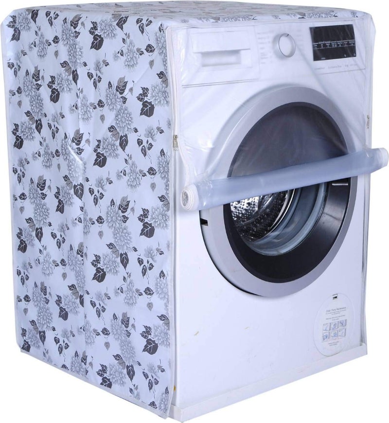 DALUCI Front Load Washing Machine Cover Suitable for LG 6.5 Kg & 8Kg (Half White & Grey, 63Cmsx63Cmsx81Cms) - Image 1
