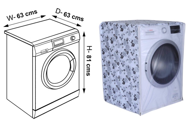 DALUCI Front Load Washing Machine Cover Suitable for LG 6.5 Kg & 8Kg (Half White & Grey, 63Cmsx63Cmsx81Cms) - Image 2