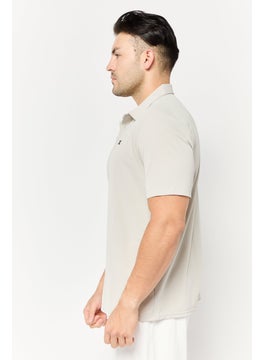 RBX Men Sportswear Fit Short Sleeves Outdoor Polo Shirt, Grey  - Image 3