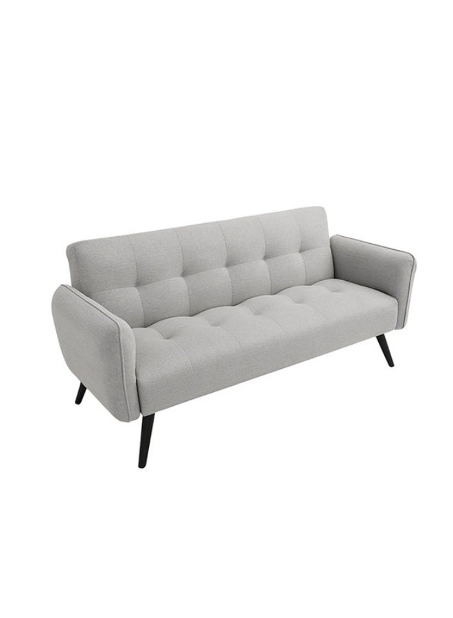 YI ONE Sofa Bed – 3-Seater Convertible Sofa with Adjustable Armrests, Push-Back Design & Metal Legs, Luxury Soft Grey Fabric - Image 2