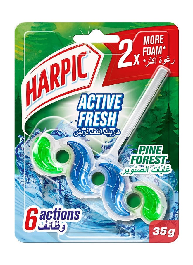 Harpic 6 Actions Active Fresh Toilet Cleaner Rim Block - Pine Forest 35g  - Image 1