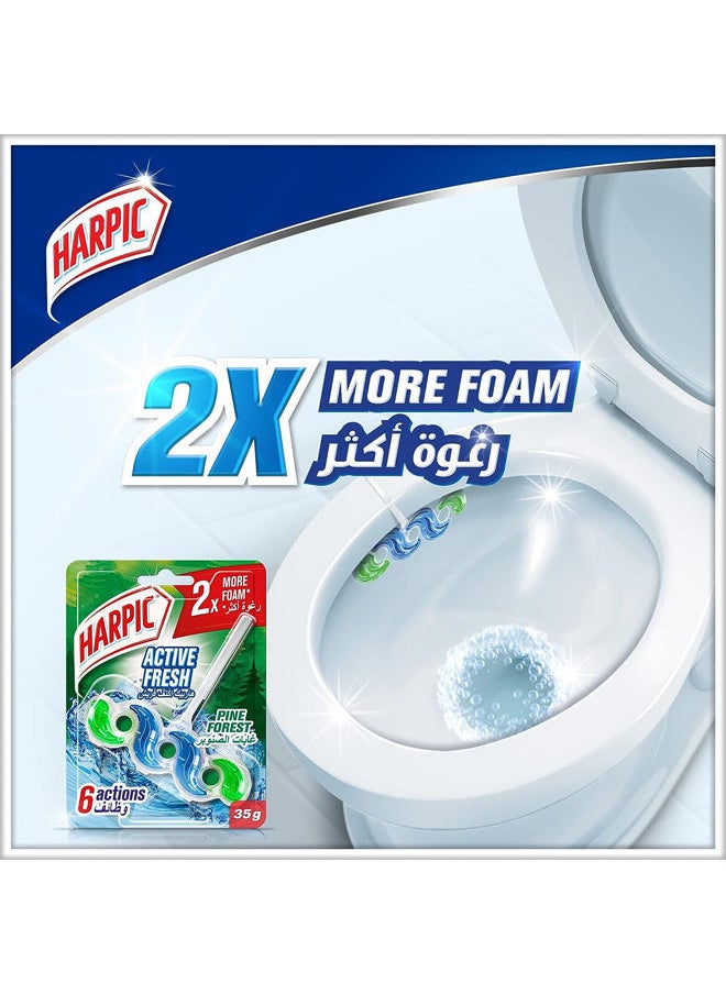 Harpic 6 Actions Active Fresh Toilet Cleaner Rim Block - Pine Forest 35g  - Image 2