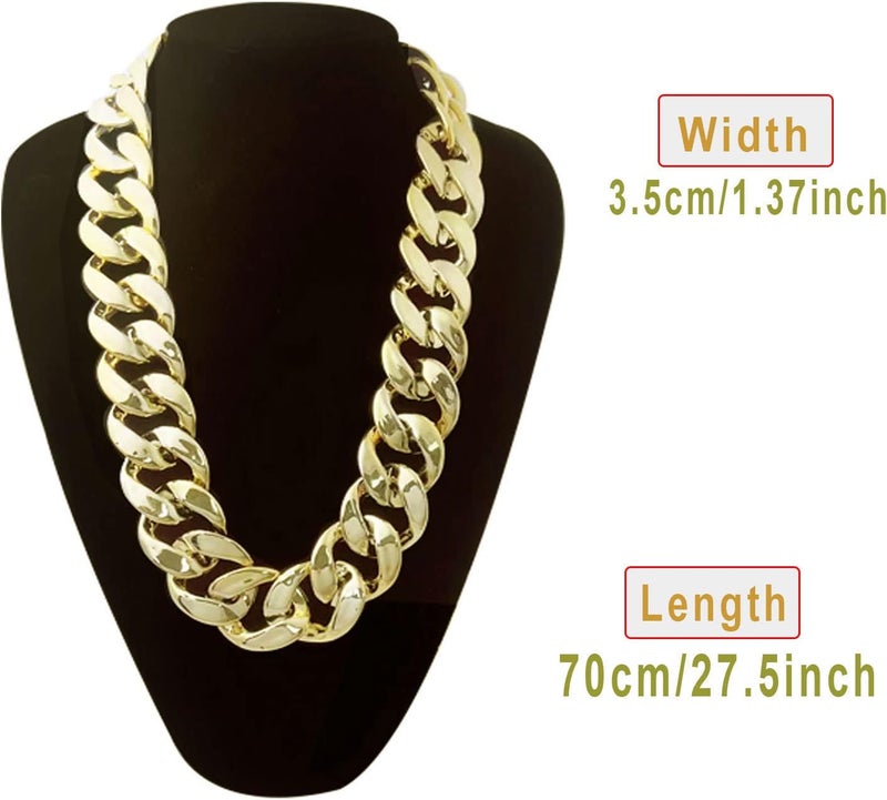 Markeny Men's Chunky Necklace, Rapper Fake Gold Chain 90s Hip Hop Fake Gold Necklace Costume Accessory (27.5 Inches*1.37inches) - Image 2