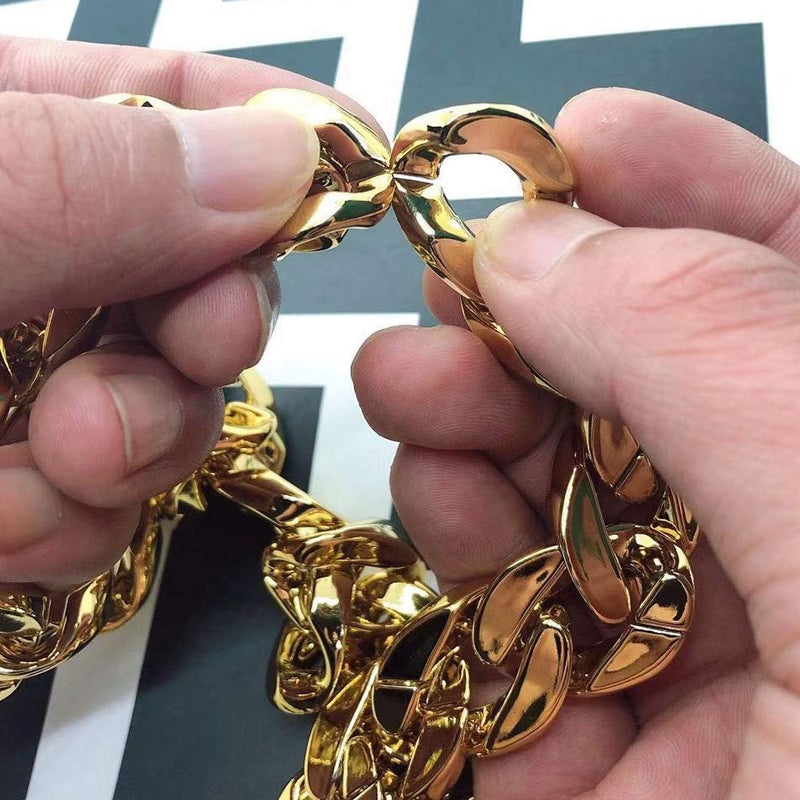 Markeny Men's Chunky Necklace, Rapper Fake Gold Chain 90s Hip Hop Fake Gold Necklace Costume Accessory (27.5 Inches*1.37inches) - Image 4
