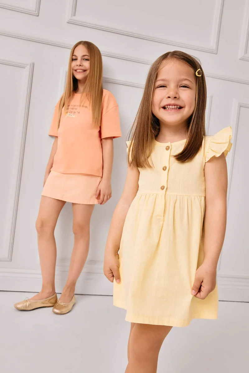 DeFacto Baby Girl Basic Short Sleeve Flam Poplin Dress