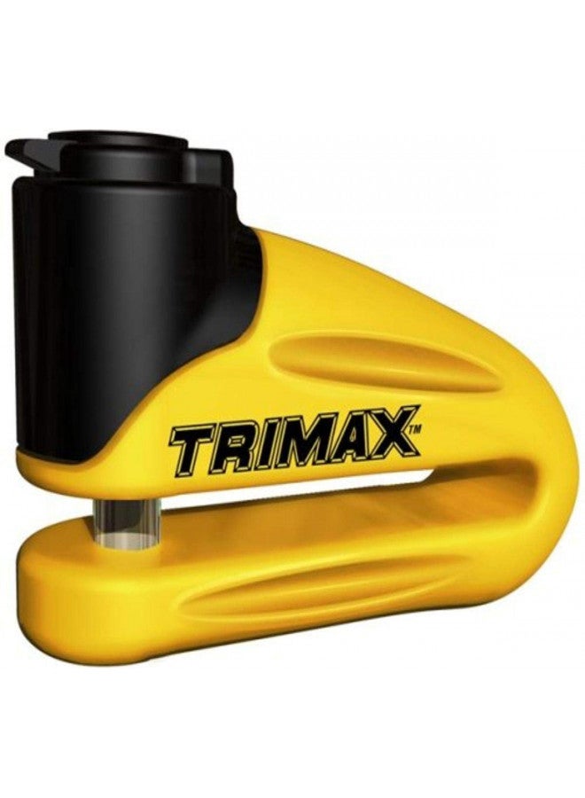 Trimax Trimax T665LY Hardened Metal Disc Lock - Yellow 10mm Pin (Long Throat) with Pouch & Reminder Cable 
